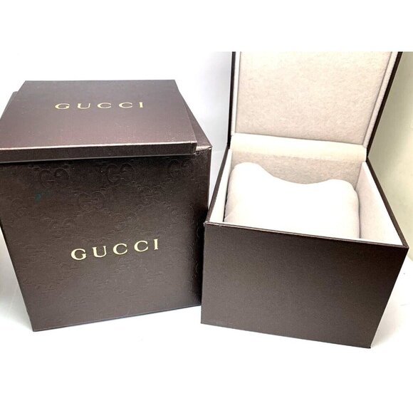 Gucci Watch Box Presentation Brown Cardboard Display Gift Empty With Booklet - Picture 1 of 8